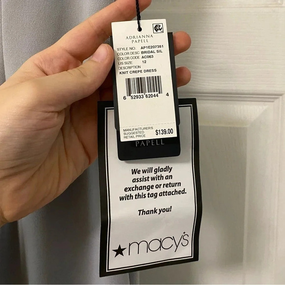 NWT Adrianna Papell Grey Knit Crepe Gown - Picture 7 of 8